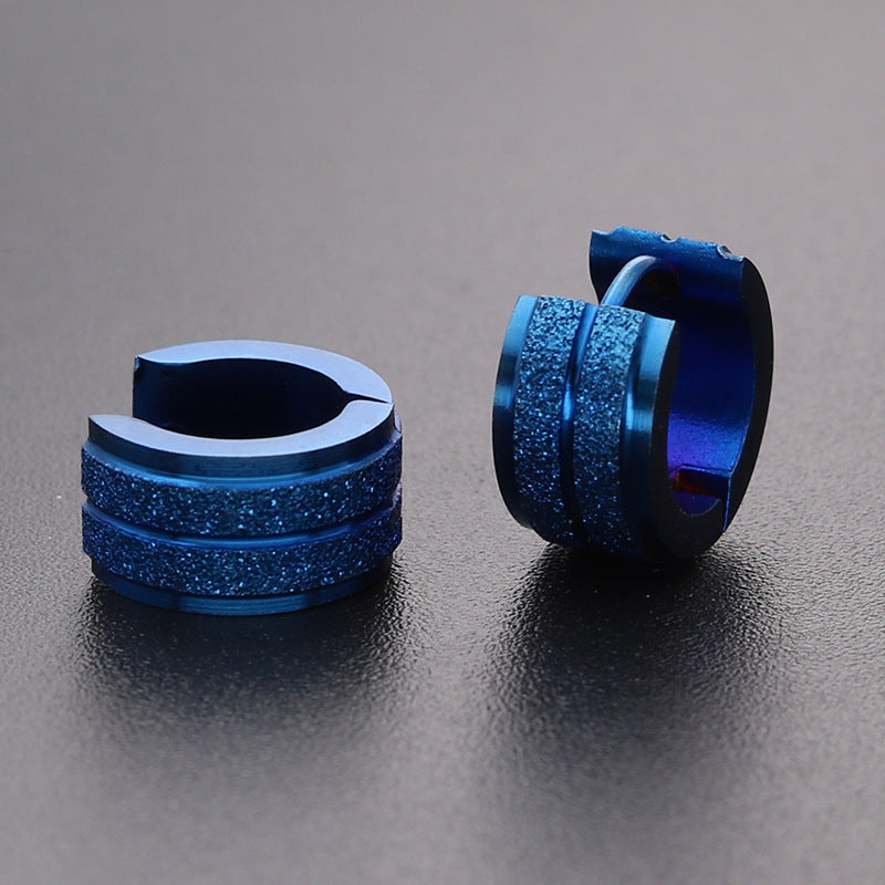 Men's Simple Personality Titanium Steel Stainless Frosted Earrings