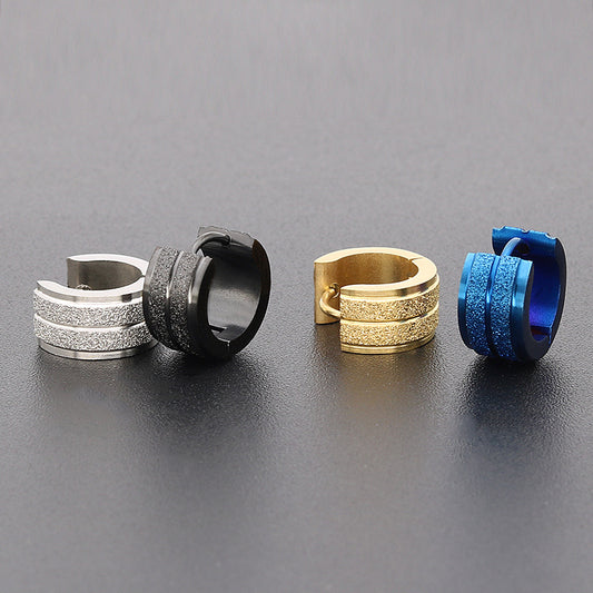 Men's Simple Personality Titanium Steel Stainless Frosted Earrings