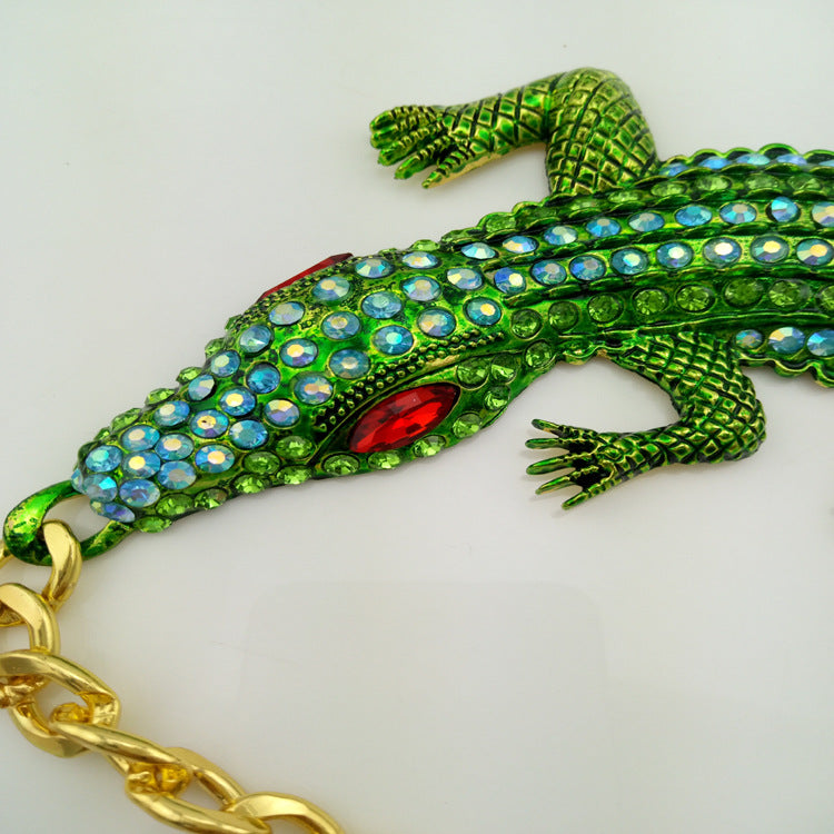 Women's Halloween Vintage Big Crocodile Shape Diamond Clavicle Chain Detachable Necklace