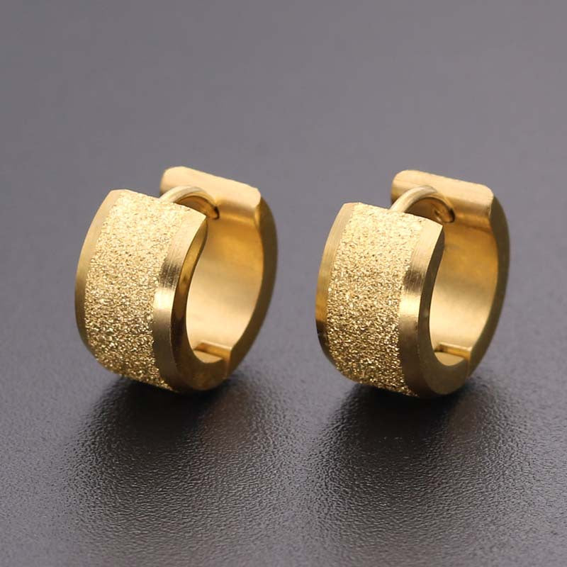 Simple Light Luxury Titanium Steel Thick Wire Diameter Frosted Earrings