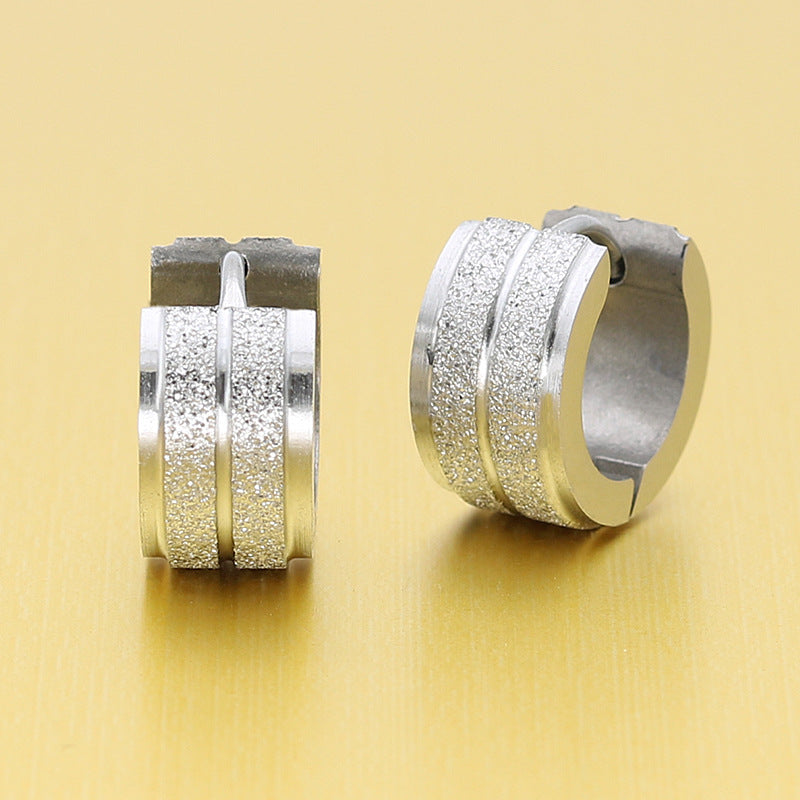 Men's Simple Personality Titanium Steel Stainless Frosted Earrings