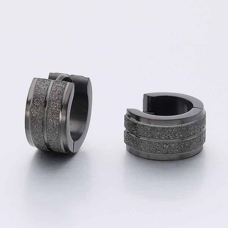 Men's Simple Personality Titanium Steel Stainless Frosted Earrings