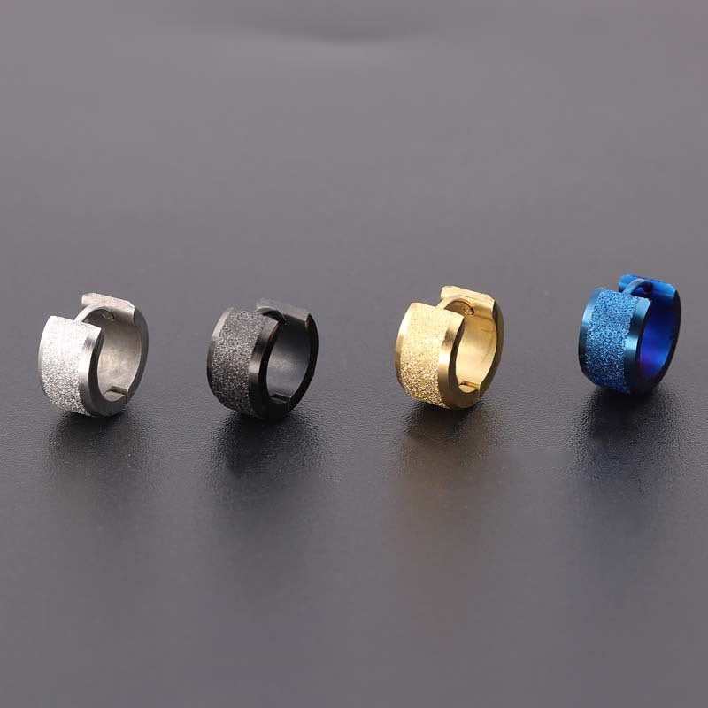 Simple Light Luxury Titanium Steel Thick Wire Diameter Frosted Earrings