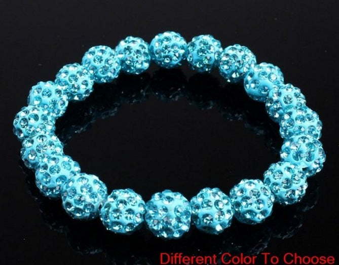 Polymer Clay Rhinestone Ball Filament Hip Bracelet