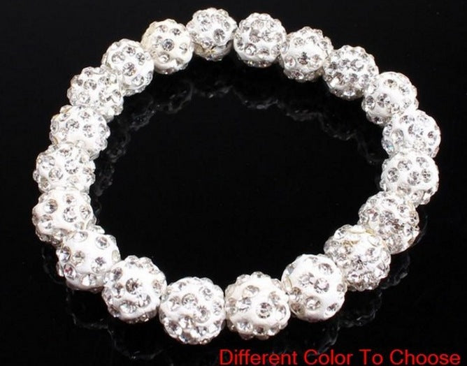 Polymer Clay Rhinestone Ball Filament Hip Bracelet