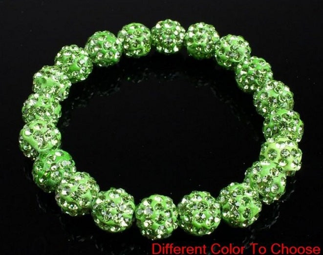 Polymer Clay Rhinestone Ball Filament Hip Bracelet