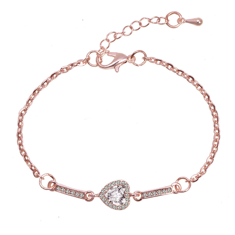 Women's Ornament Heart-shaped With Diamond Jewelry Gift Bracelets