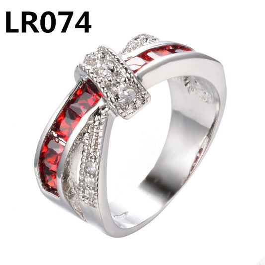 Color Lattice Stone Crystal Electroplated White Rings