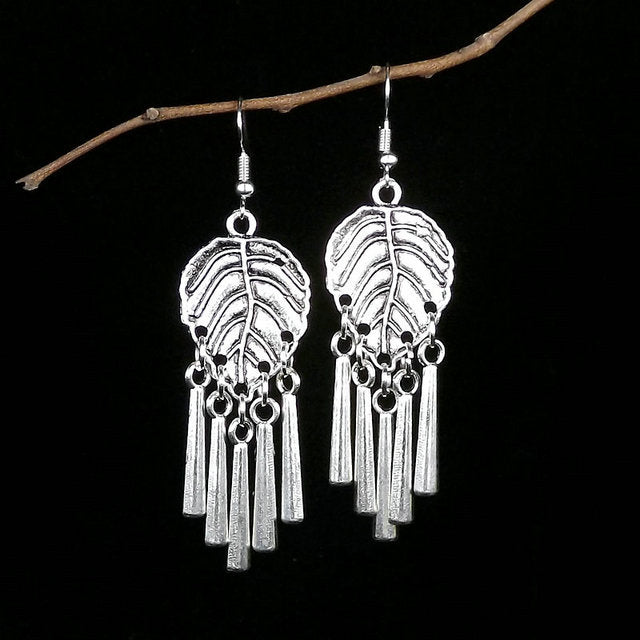 Retro National Style Small Handmade Tibetan Sier Earrings