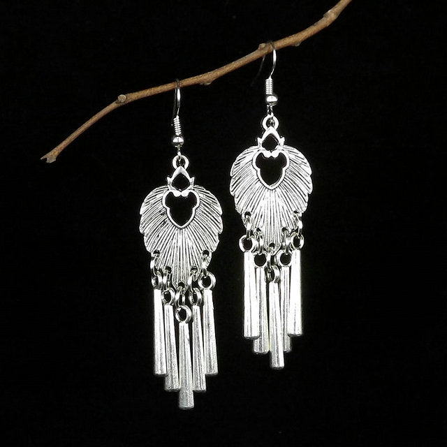Retro National Style Small Handmade Tibetan Sier Earrings
