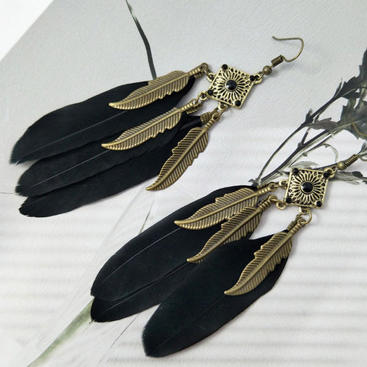 Women's Feather Leaf Creative Vintage Eardrops Earrings