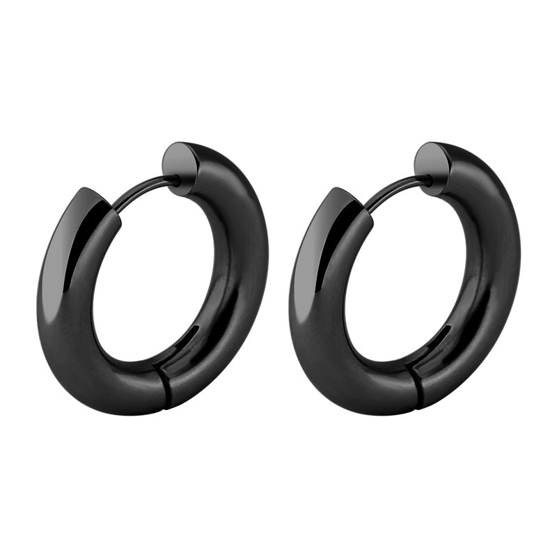 Women's & Men's Stainless Steel Clip Exaggerated Thick Thread Round Large Ear Buckle