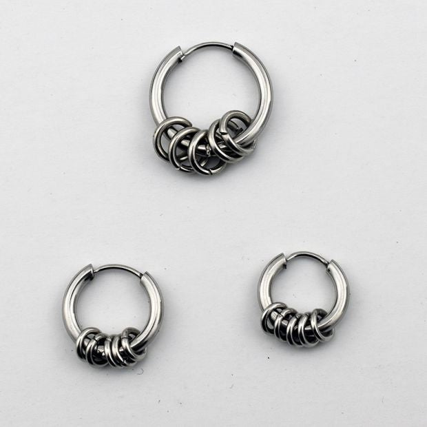 Women's & Men's Hipster Titanium Steel Round Korean Style Personality Simple Earrings