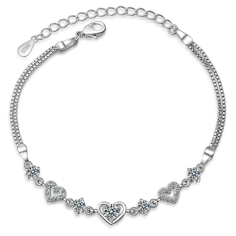Heart Shaped Love Korean Style Diamond Double Bracelets