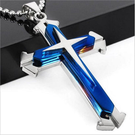 Men's Metal Cross Frame Chain Jewelry Pattern Necklaces