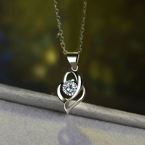 Women's Clavicle Heart-to-heart Printed Colorful Creative Chain Pendants
