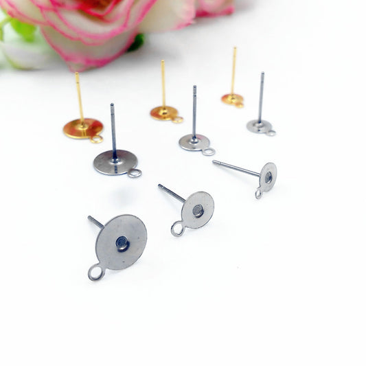 Stainless Steel Flat End Needle With Hanging Golden Earrings