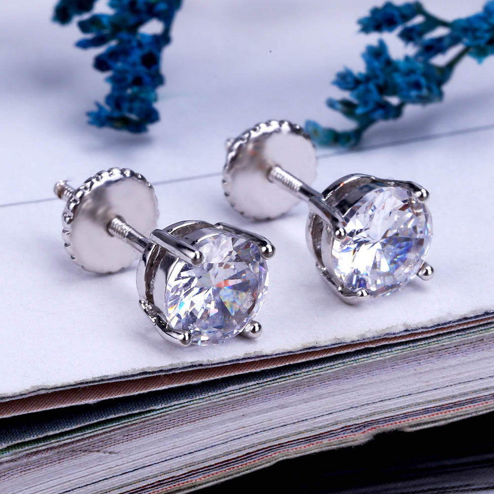 Hip Hop Gold Plated Micro Inlaid Stud Earrings
