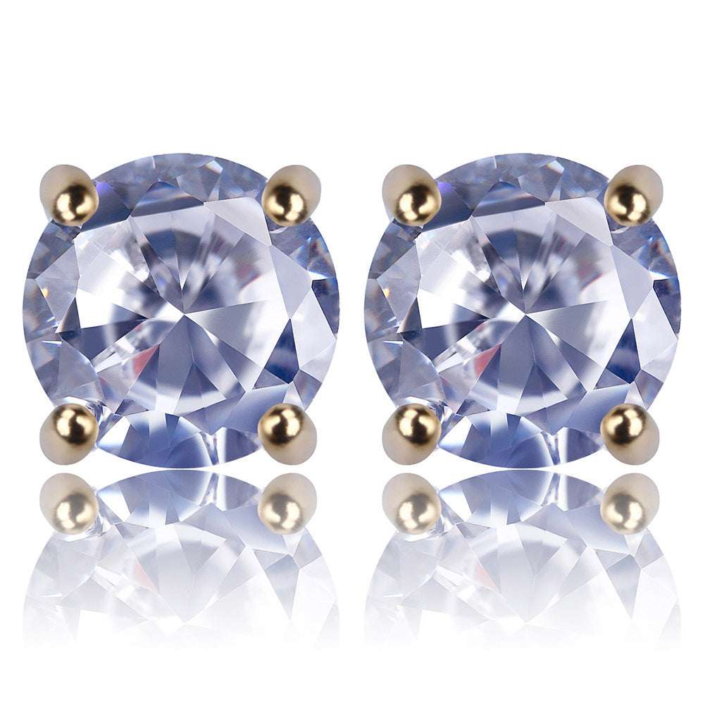 Hip Hop Gold Plated Micro Inlaid Stud Earrings