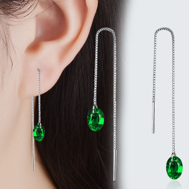 Women's Zircon Thread Korean Style Fashion Long Tassel Personality Single Diamond Ear Line