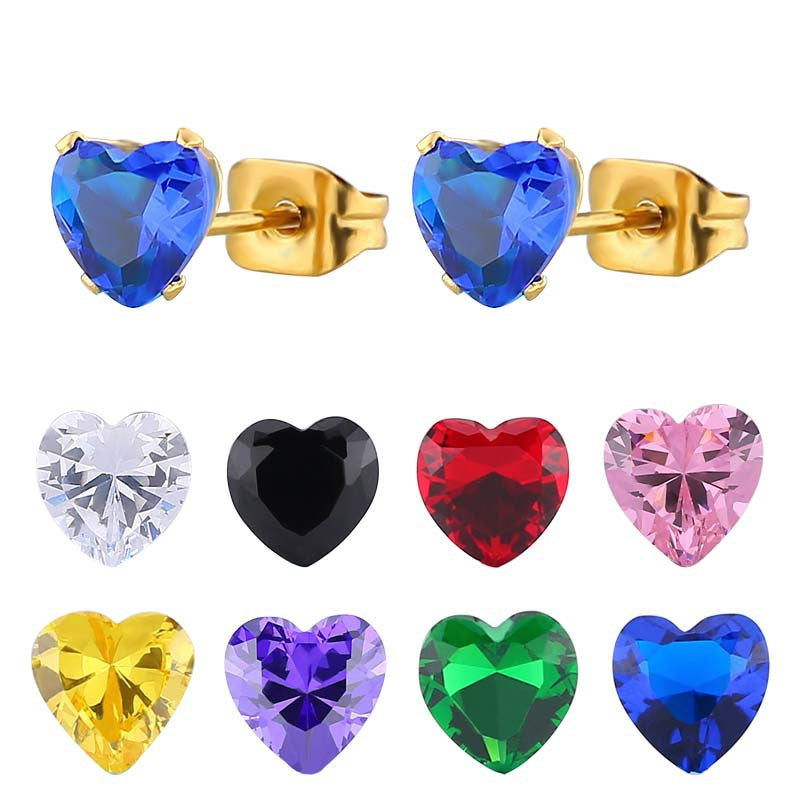 Steel Love Heart Simplicity Personality Fashion Female Color Ear Buckle