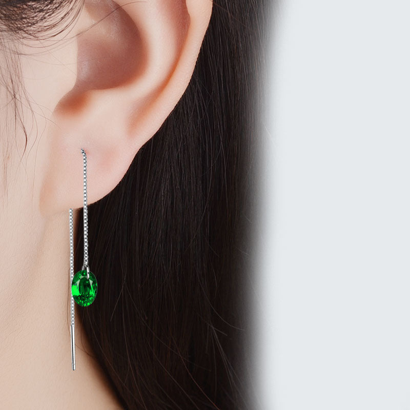Women's Zircon Thread Korean Style Fashion Long Tassel Personality Single Diamond Ear Line