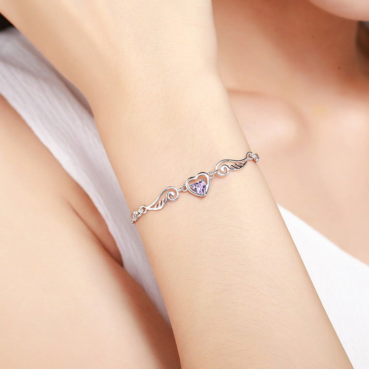 Sier Plated Angel Lovers Love Version Bracelet