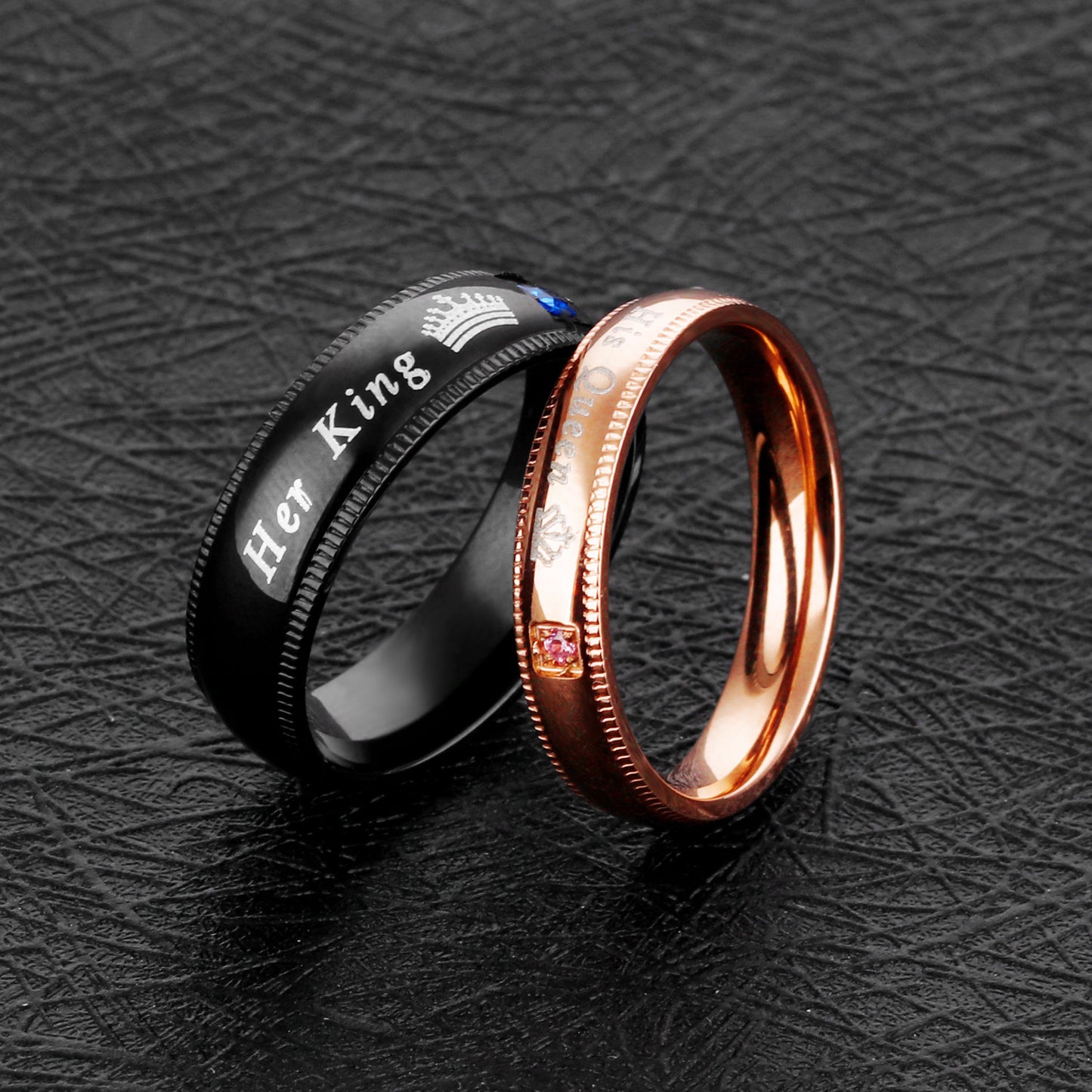 Women's & Men's Fashion Simple Stainless Steel Couple Personality King Rings