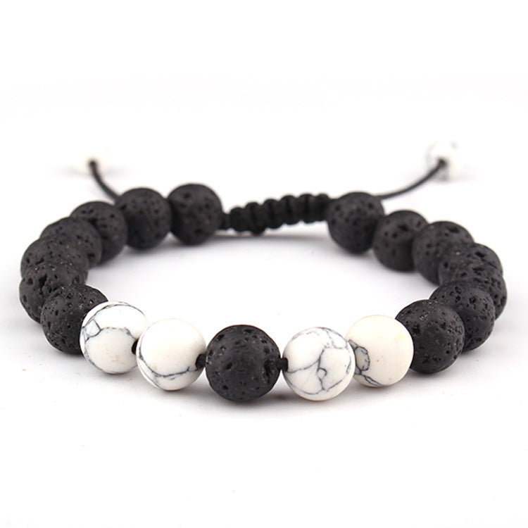 Couple Cover Beads Volcanic Rock White Turquoise Handmade Bracelet