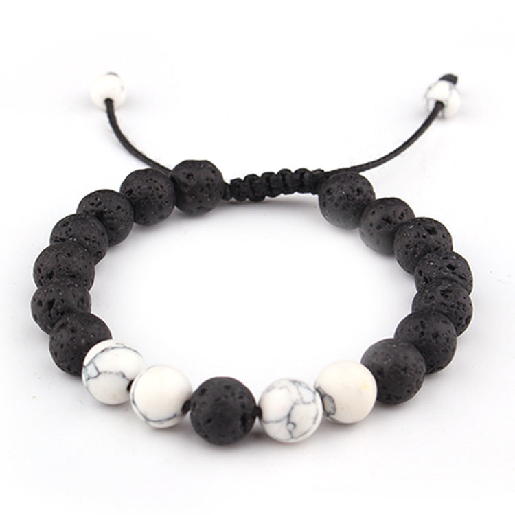 Couple Cover Beads Volcanic Rock White Turquoise Handmade Bracelet