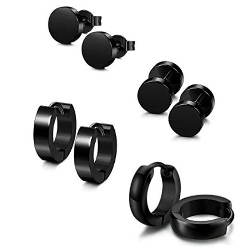 Color Suit Stainless Steel Male Dumbbell Earrings