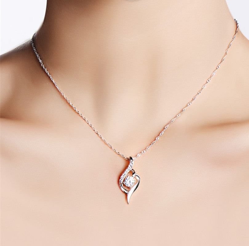 Women's Korean Style Sier Fashion Diamond Inlaid Short Clavicle Pendants