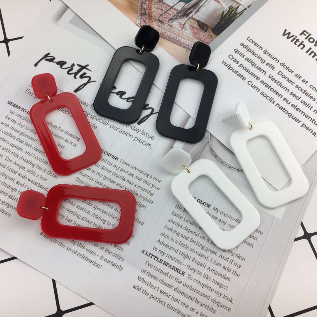 South Korea Popular Acetate Elegance Retro Simple Niche Geometry Rectangle Earrings