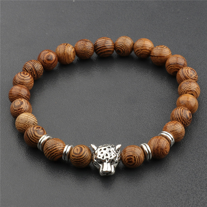 Wood Grain Crown Beads String Graceful Bracelet
