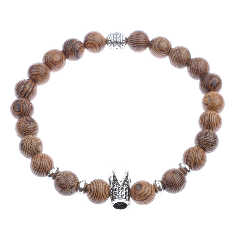 Wood Grain Crown Beads String Graceful Bracelet
