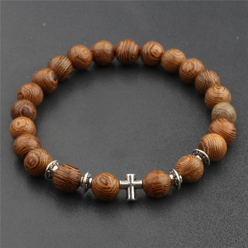Wood Grain Crown Beads String Graceful Bracelet