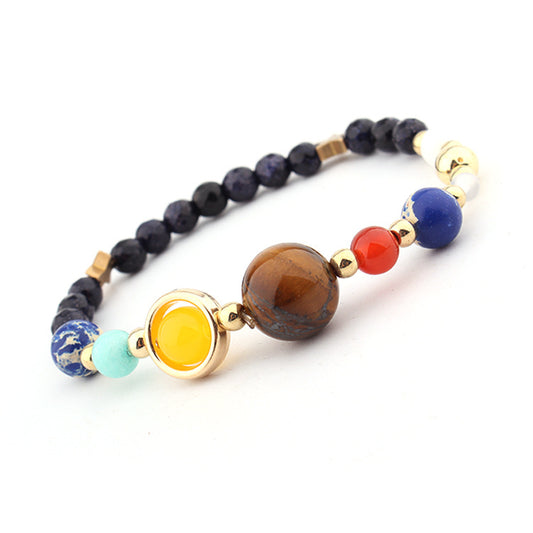 Women's Universe Galaxy Solar System Eight Planets Guard Natural Bracelet