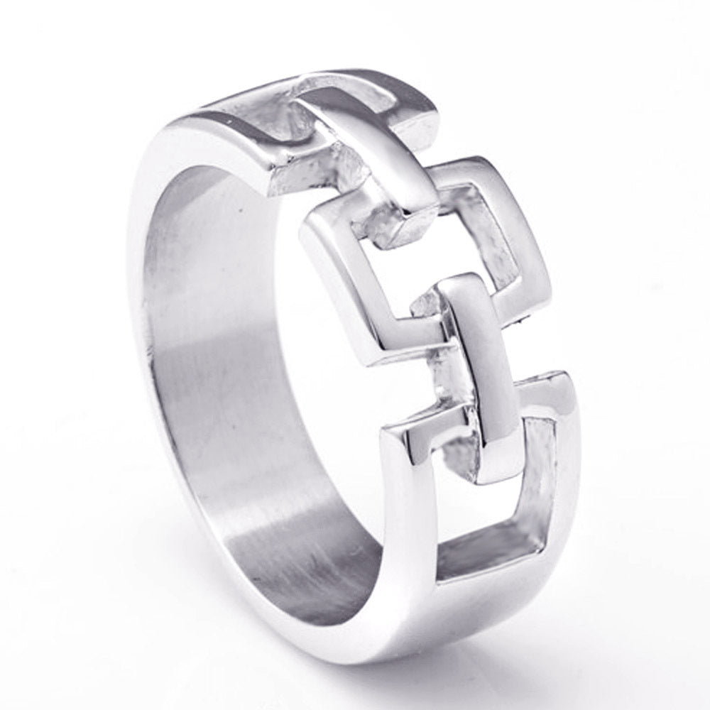 Titanium Steel Great Wall Pattern Unique Hipster Punk Stainless Ring