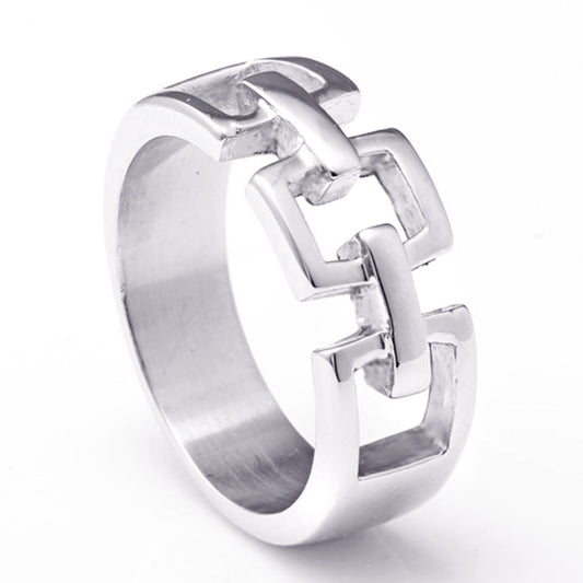 Titanium Steel Great Wall Pattern Unique Hipster Punk Stainless Ring