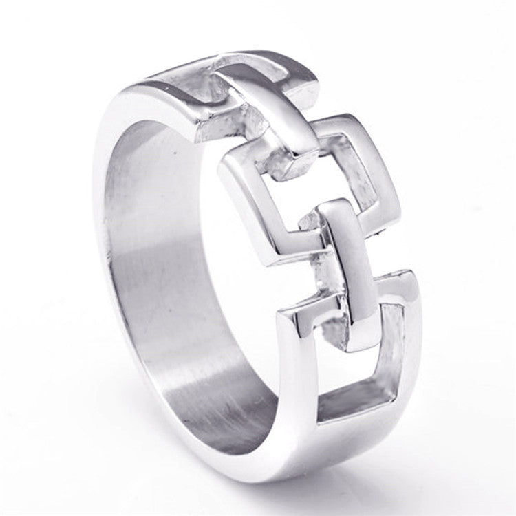 Titanium Steel Great Wall Pattern Unique Hipster Punk Stainless Ring
