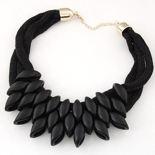 Women's Bohemian Acrylic Water Drop Tassel Cotton Necklace