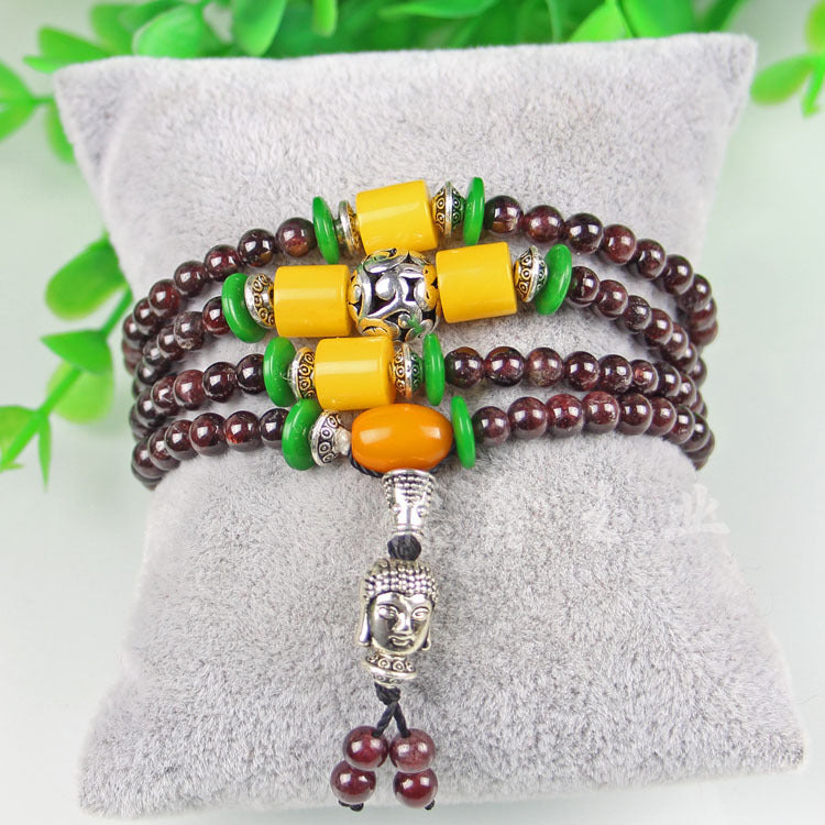 Women's Hand Plus Six Words Mantra Tibetan Buddha Beads Rings