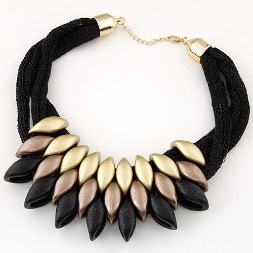 Women's Bohemian Acrylic Water Drop Tassel Cotton Necklace