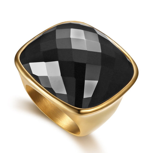 Women's High-grade Square Elegant Gemstone Stainless Steel Rings