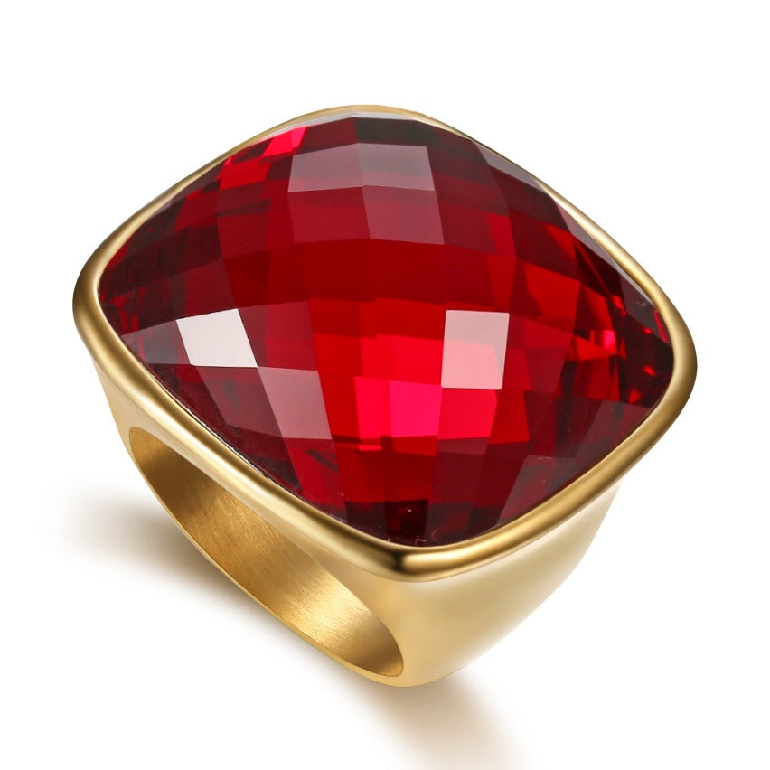 Women's High-grade Square Elegant Gemstone Stainless Steel Rings