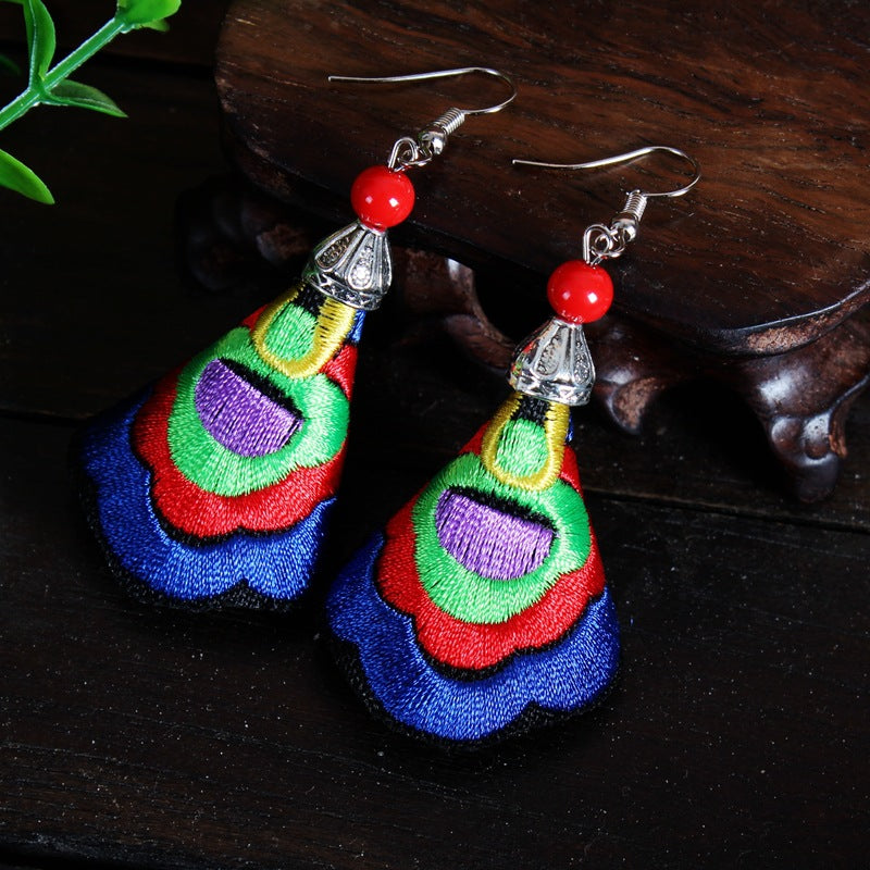 Yunnan National Style Fabric Embroidered Embroidery Earrings