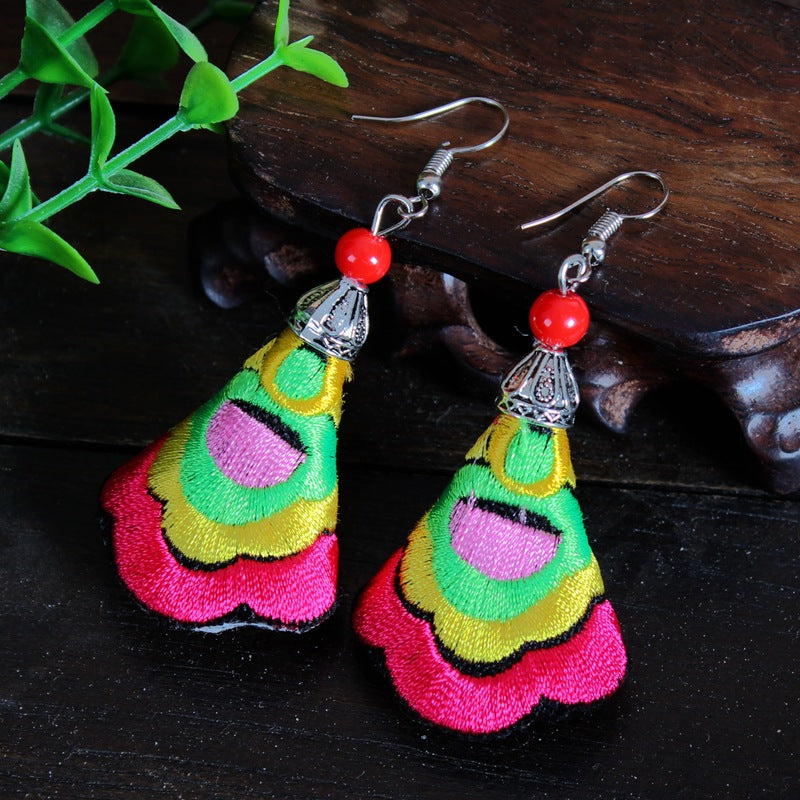 Yunnan National Style Fabric Embroidered Embroidery Earrings