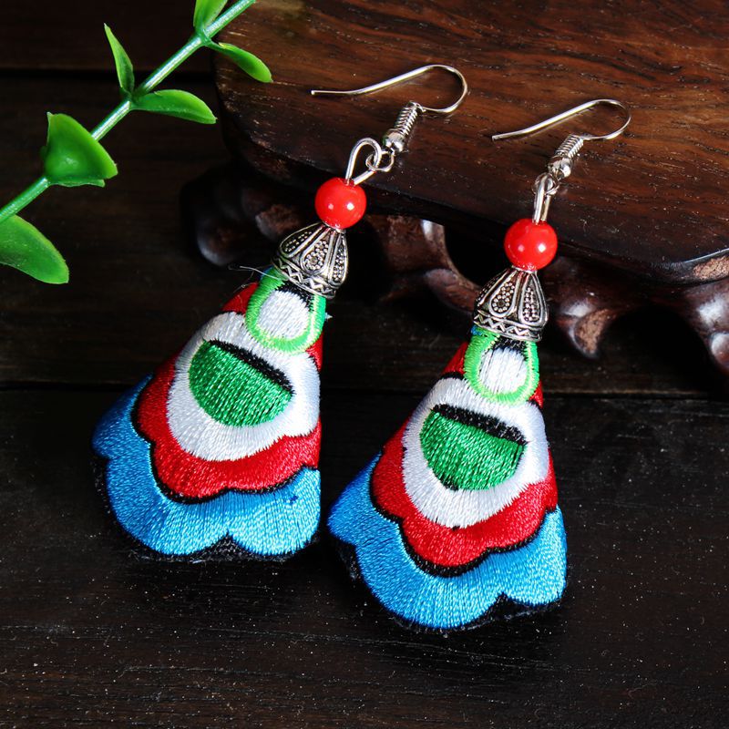 Yunnan National Style Fabric Embroidered Embroidery Earrings