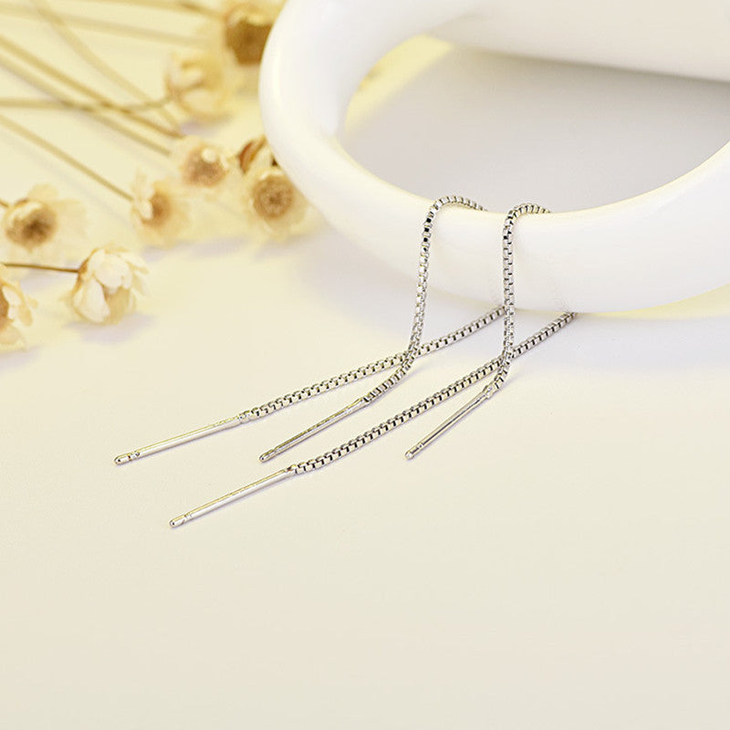 Long Double Needle Female Simple Tassel Version Rings