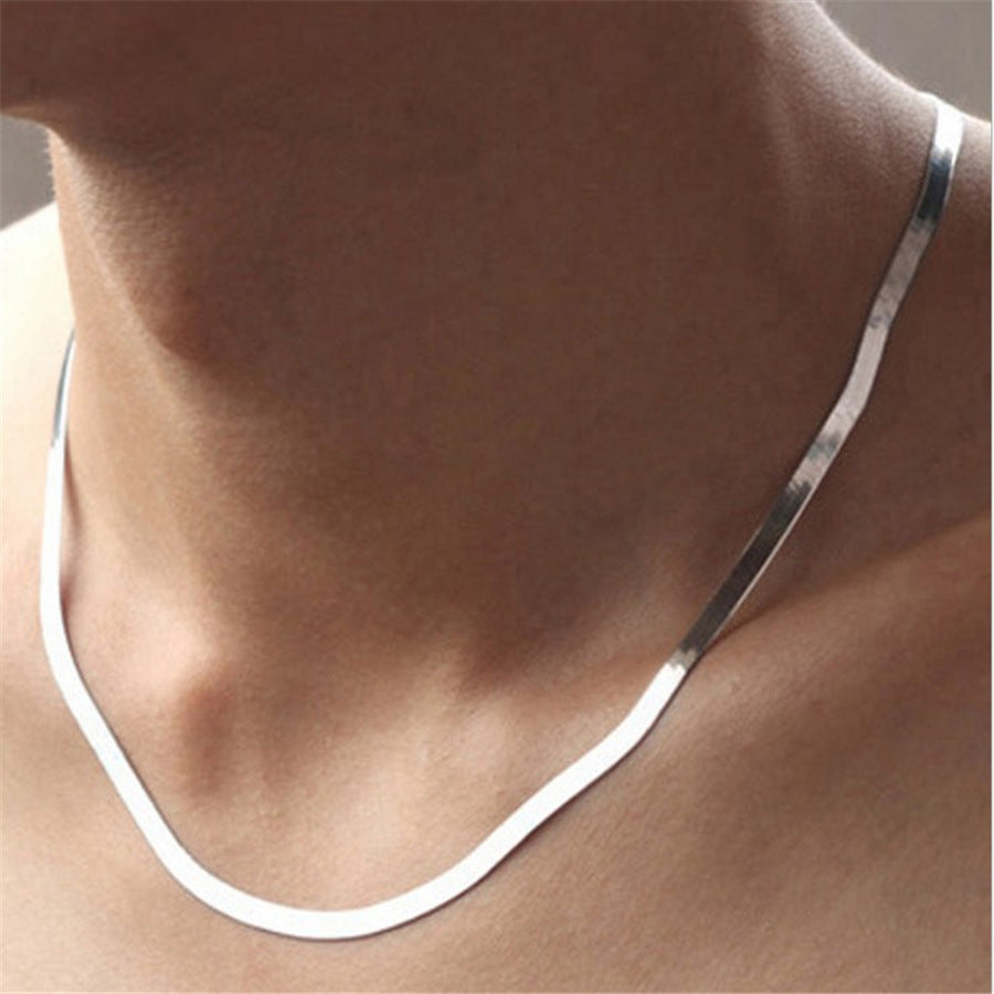 Women's & Men's Blade Chain Short Clavicle Welcome To Flat Necklace